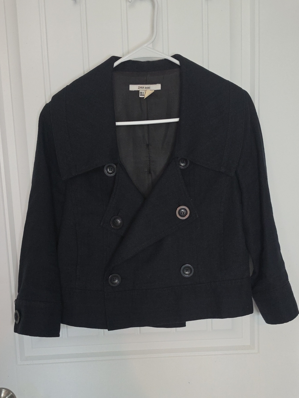 Zara Basic Black Cotton-Linen Jacket